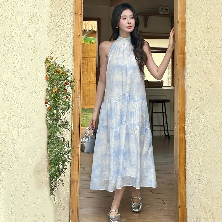 COVT Short Sleeved Dress Women's Blue Large Bowknot-3