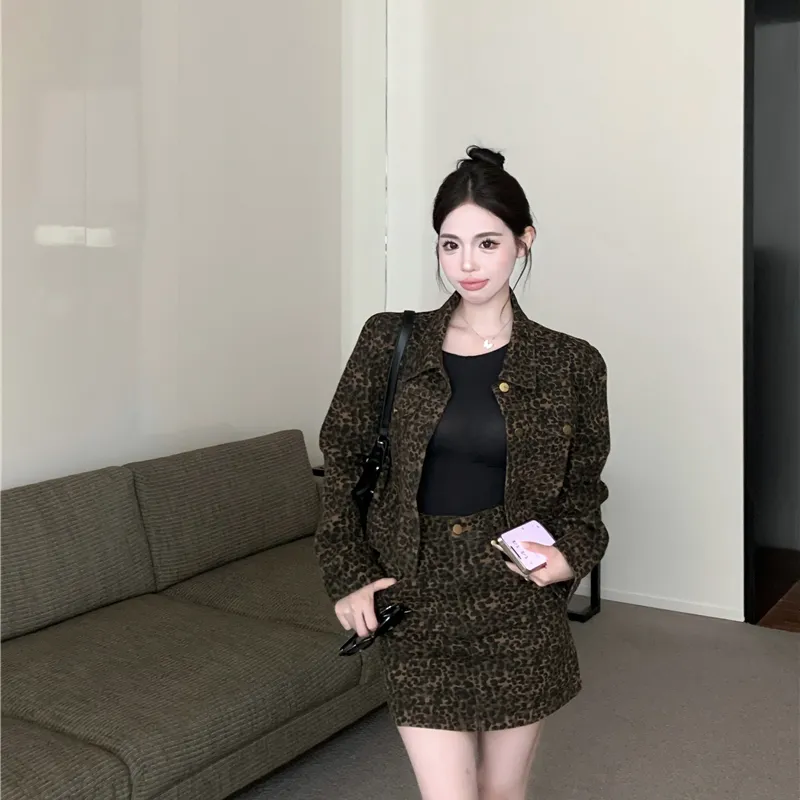COVT Skirt Set Women's Leopard Print-4
