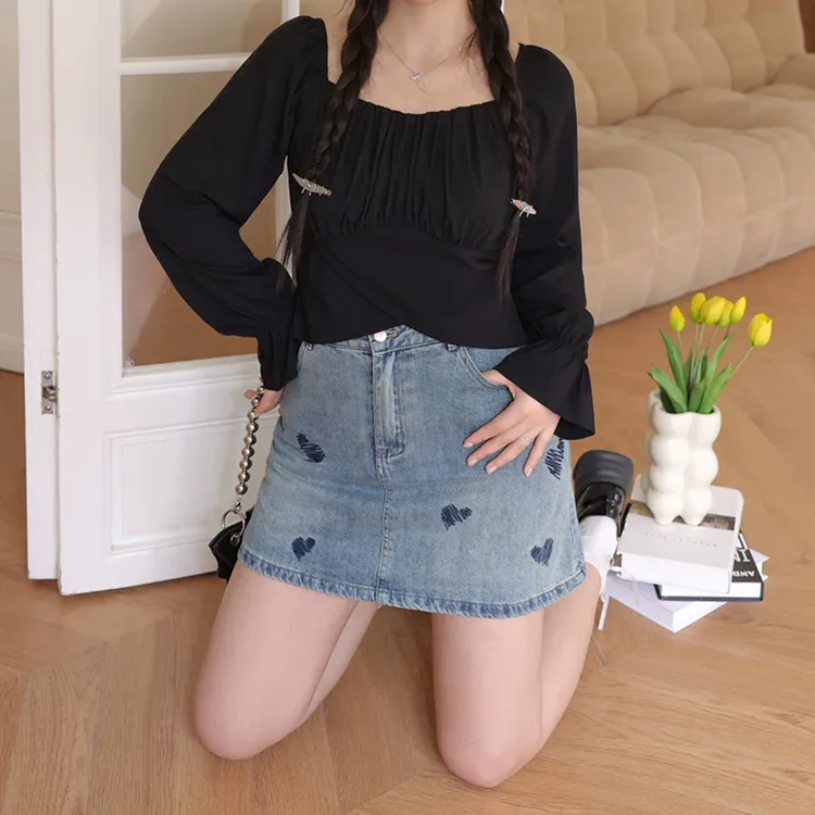 COVT Denim Short Skirts Women's Denim Blue-5