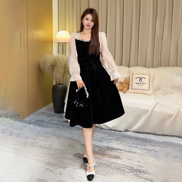 COVT Long Sleeved Dresses Women's Black-4