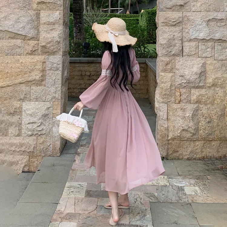 COVT Long-Sleeved Dresses Women's Pink-4