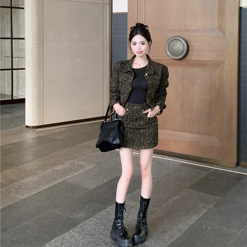 COVT Skirt Set Women's Leopard Print-2
