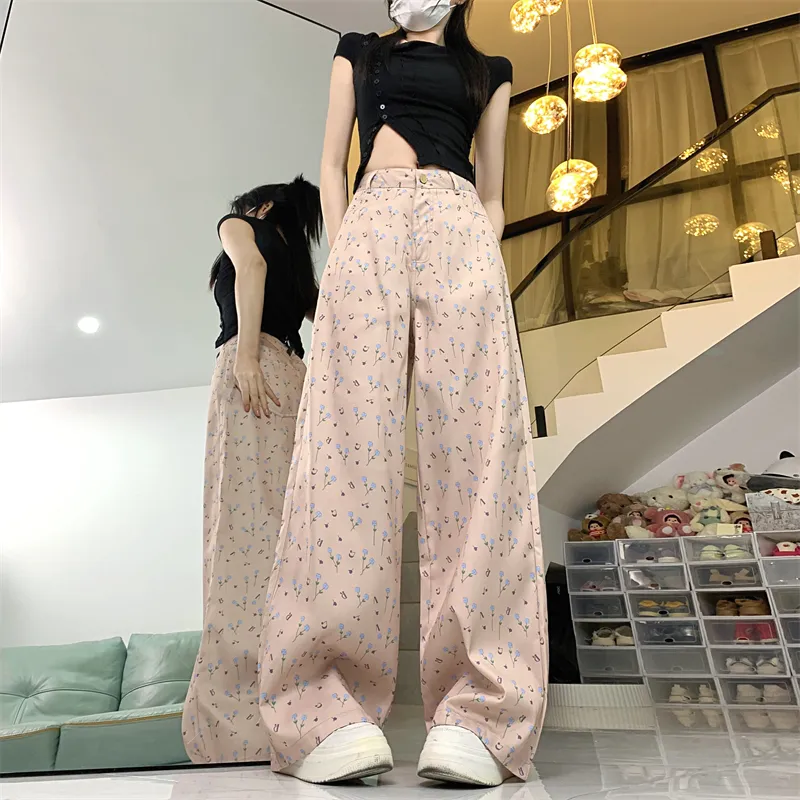 COVT Casual Pants Women's Blue Floral-4