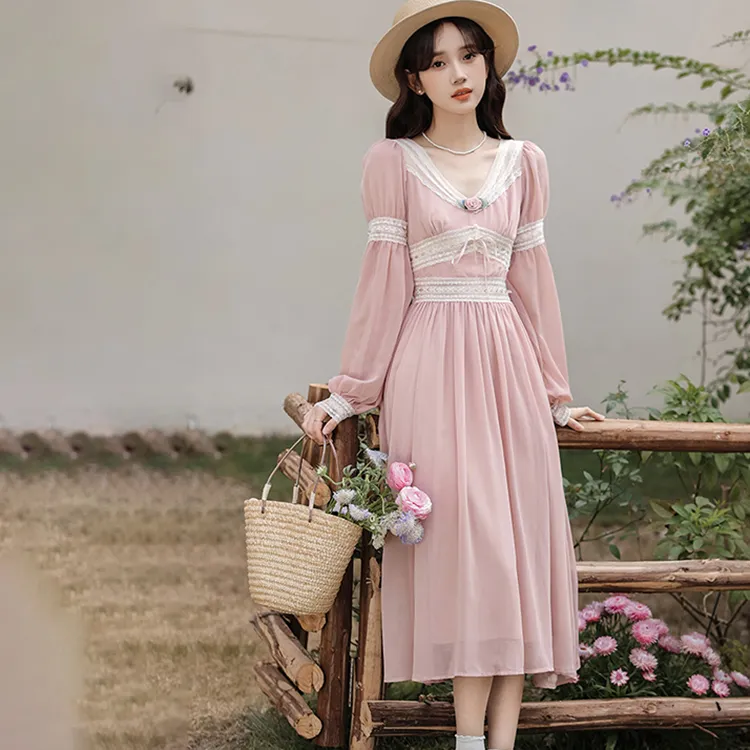 COVT Long-Sleeved Dresses Women's Pink-3