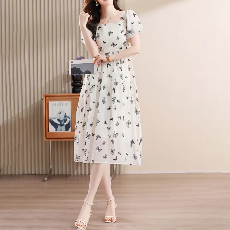 COVT Short Sleeved Dresses Women's White Floral-2