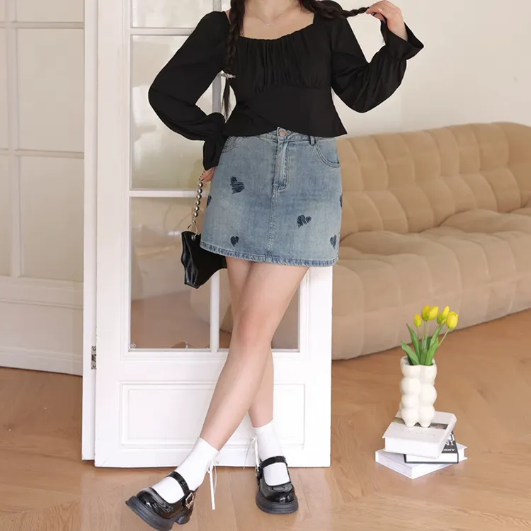 COVT Denim Short Skirts Women's Denim Blue-4