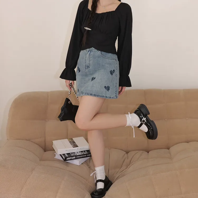 COVT Denim Short Skirts Women's Denim Blue-3