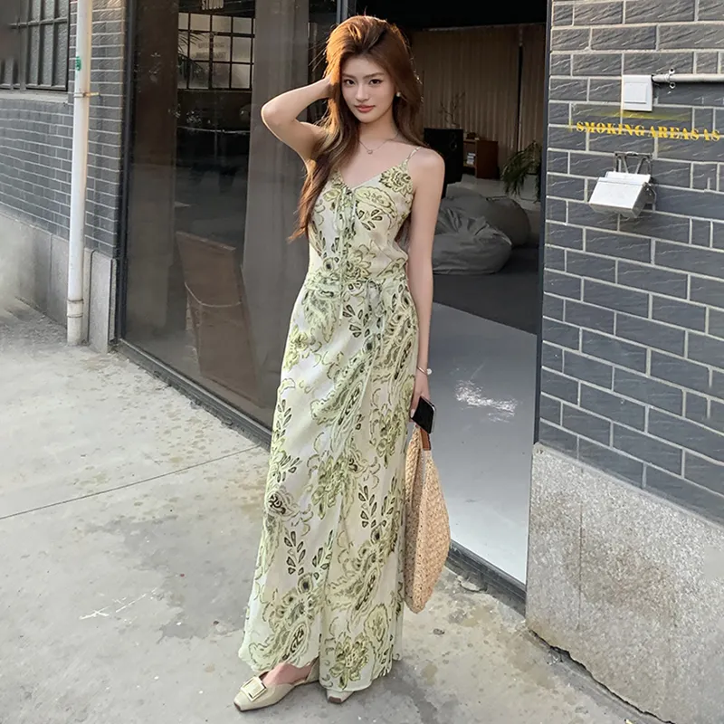 COVT Slip Dresses Women's Floral Green-3