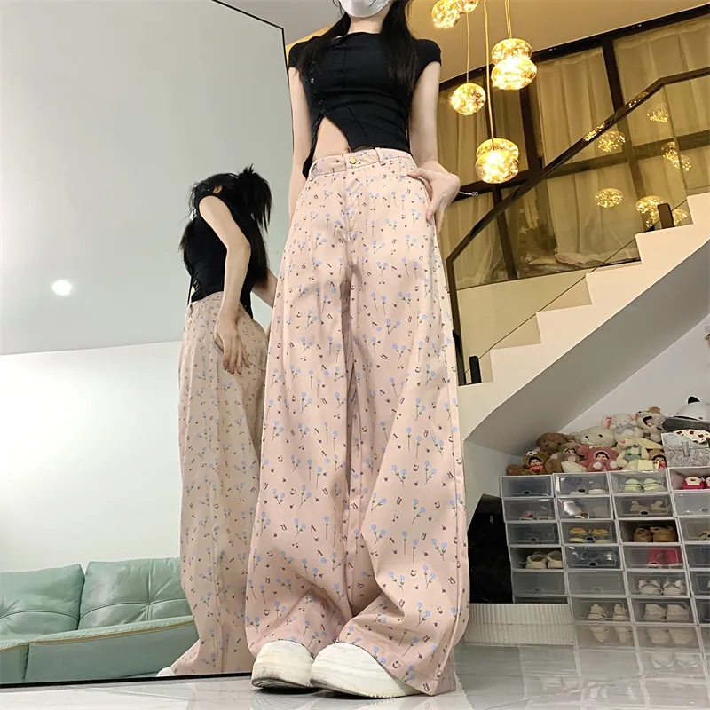 COVT Casual Pants Women's Blue Floral-6
