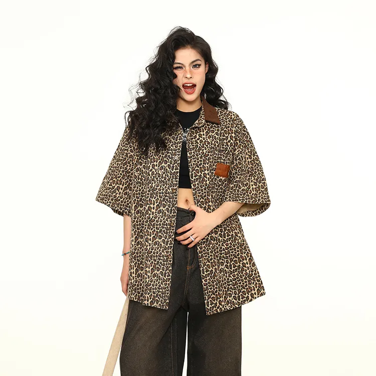 COVT Denim Jacket Women's Leopard Print-6