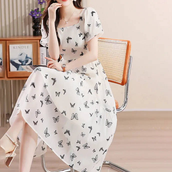 COVT Short Sleeved Dresses Women's White Floral-5