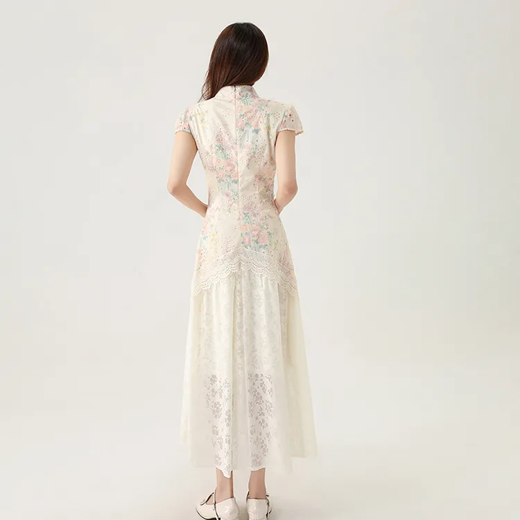 COVT Short Sleeved Dress Women's Chinese Style Floral Dress-3