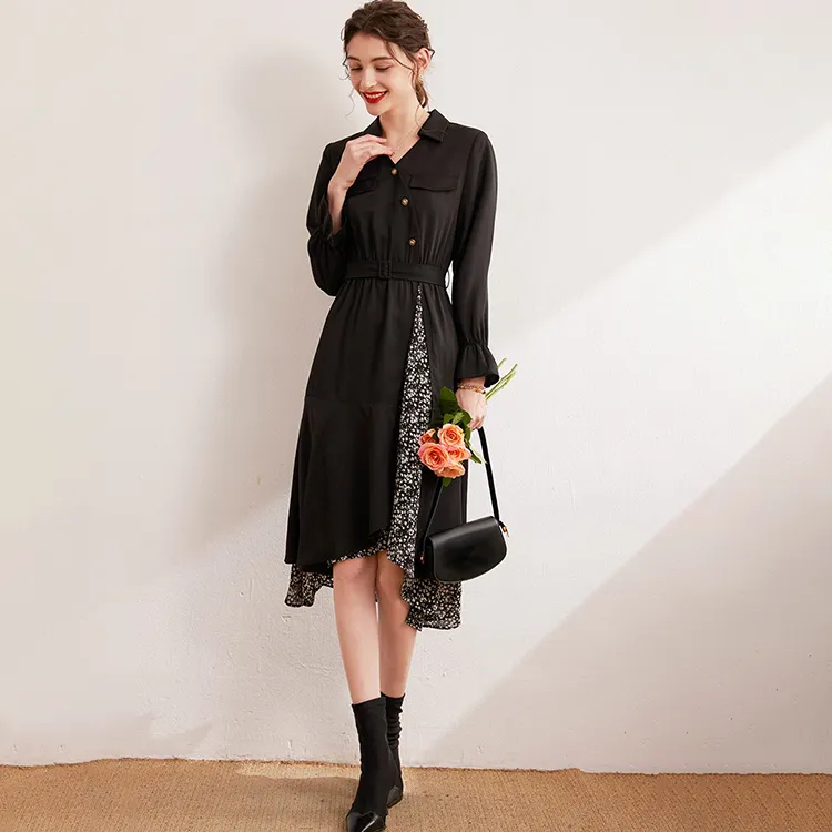 COVT Long Sleeved Dress Women's Black-5