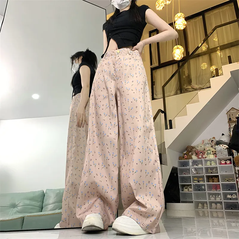 COVT Casual Pants Women's Blue Floral-2