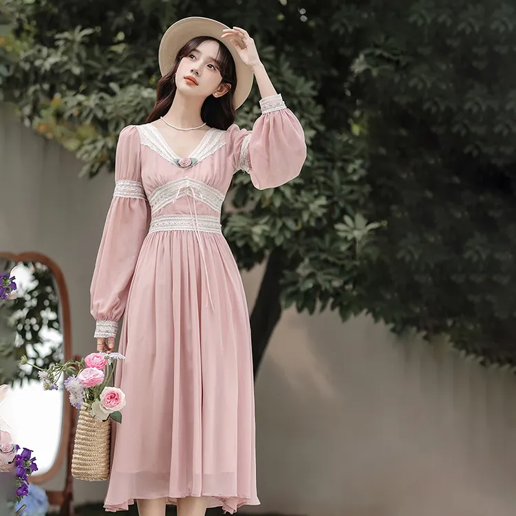 COVT Long-Sleeved Dresses Women's Pink-2