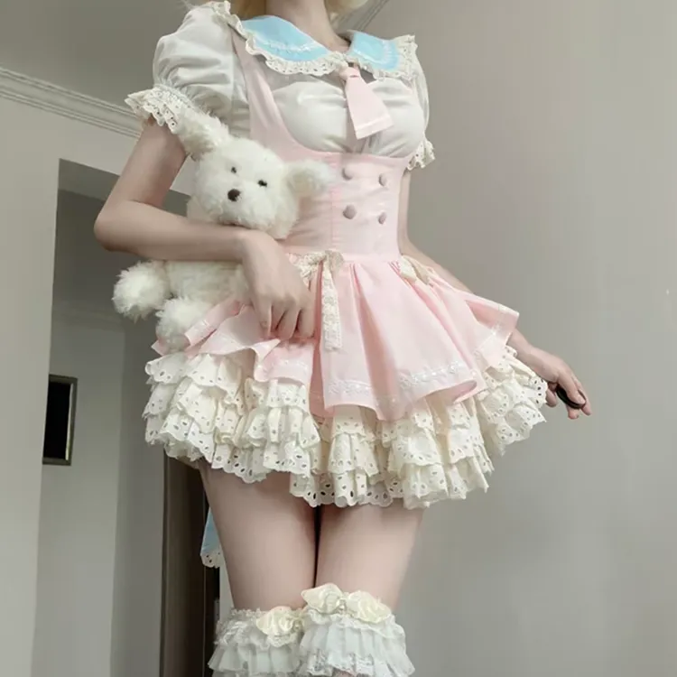 COVT Lolita Fashion Women's Apricot Pink Princess Dress-5