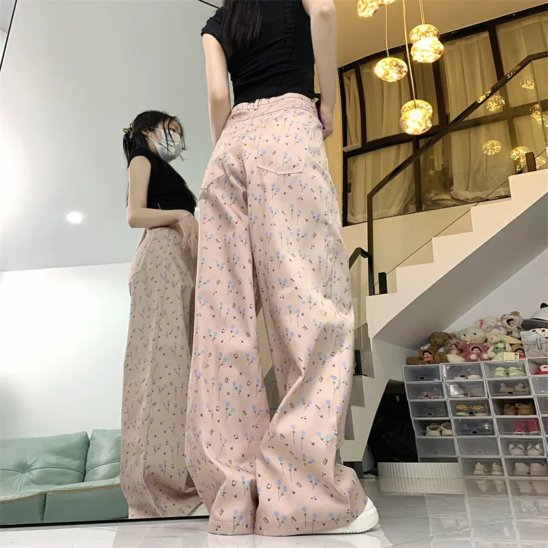 COVT Casual Pants Women's Blue Floral-3