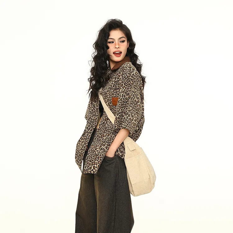 COVT Denim Jacket Women's Leopard Print-4