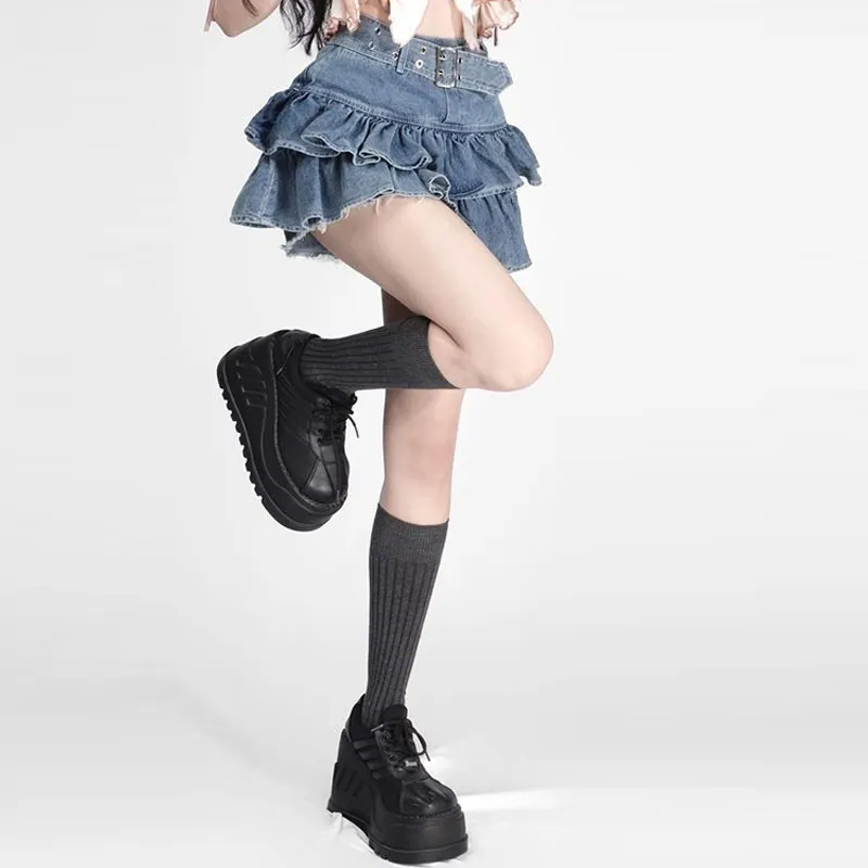 HAPG Denim Short Skirts Women's Blue-4