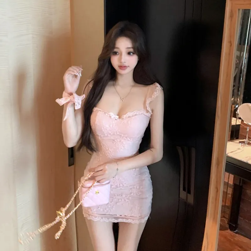 HAPG Slip Dresses Women's Pink-2