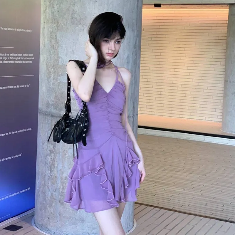 HAPG Slip Dresses Women's Purple-2