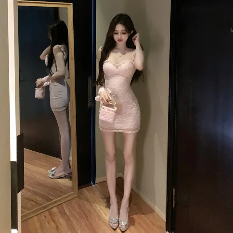 HAPG Slip Dresses Women's Pink-3