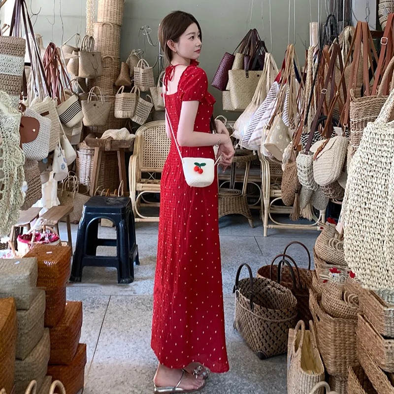 HAPG Short Sleeved Dress Women's Red-3