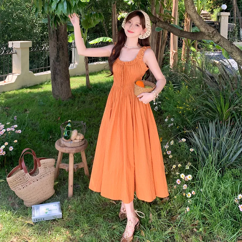 HAPG Slip Dresses Women's Orange-2