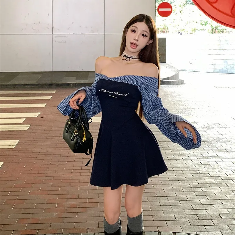 HAPG Long Sleeved Dresses Women's Blue-2
