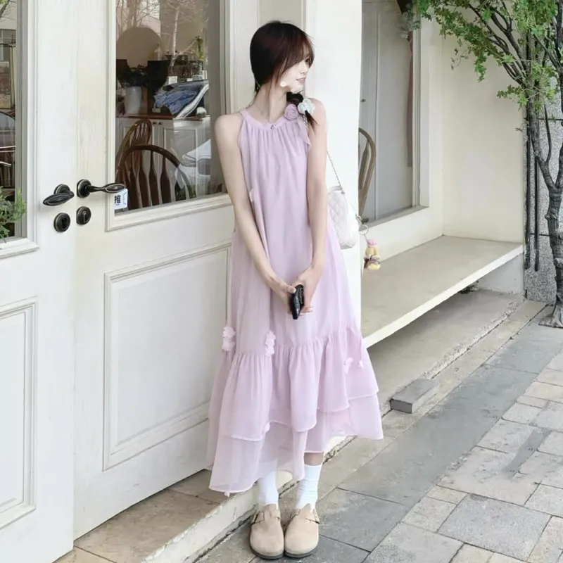 HAPG Sleeveless Dress Women's Purple Pink-4