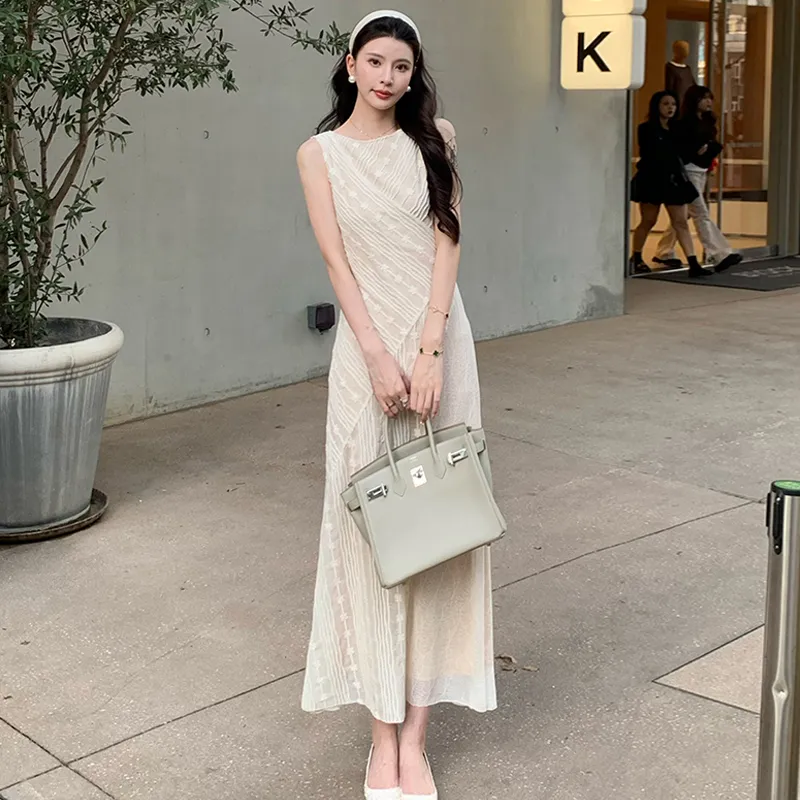 HAPG Sleeveless Dresses Women's Beige Shopping Bag-5