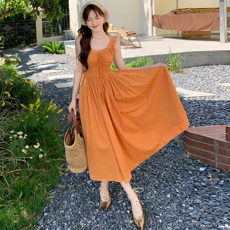 HAPG Slip Dresses Women's Orange-4