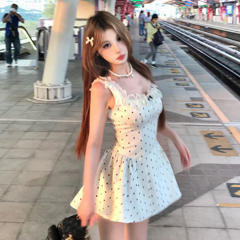 HAPG Sleeveless Dresses Women's Polka Dot Shopping Bag-6