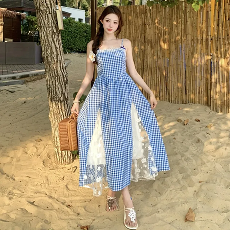 HAPG Slip Dresses Women's Blue-5