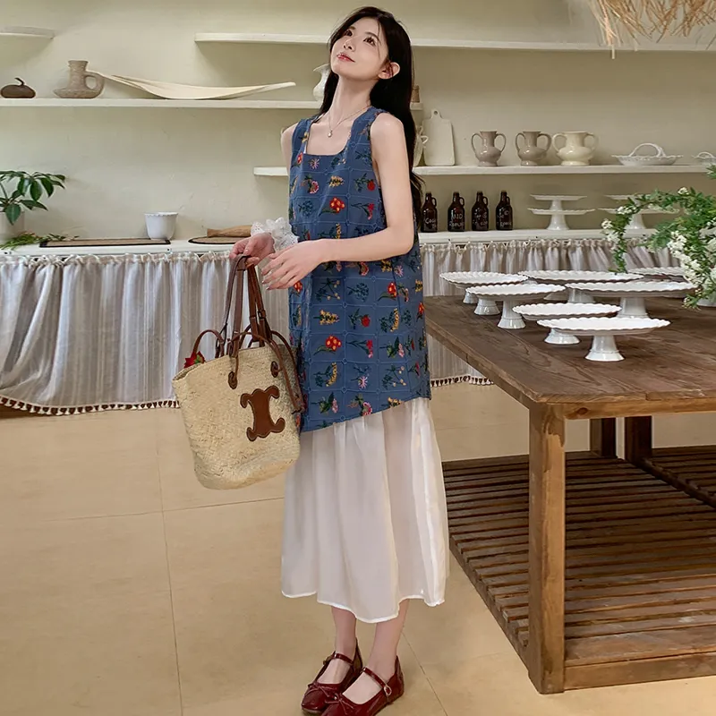HAPG Sleeveless Dresses Women's Blue Shopping Bag Included-4