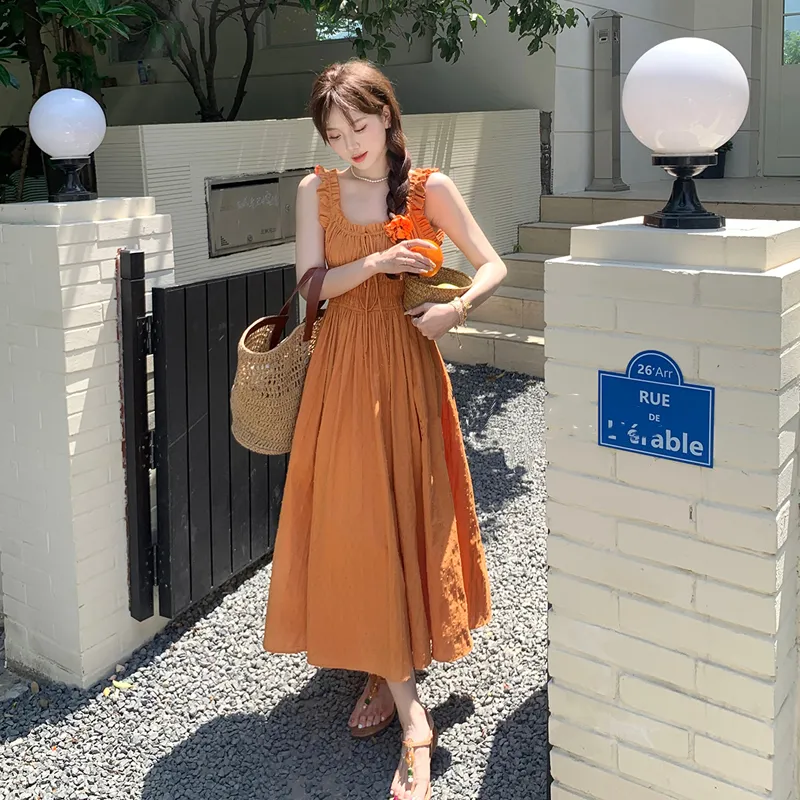HAPG Slip Dresses Women's Orange-5