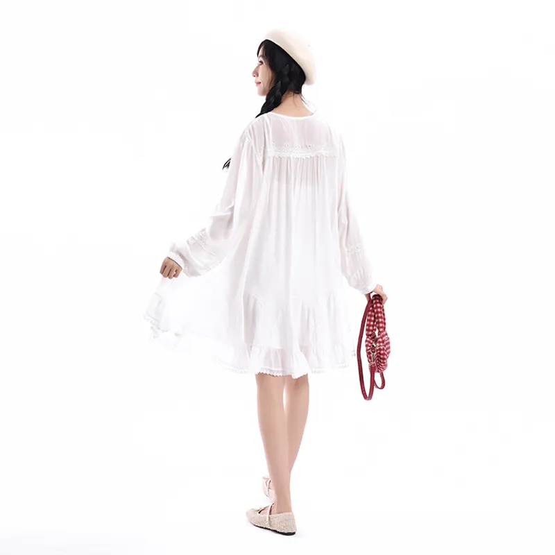 HAPG Long-Sleeved Dresses Women's White-3