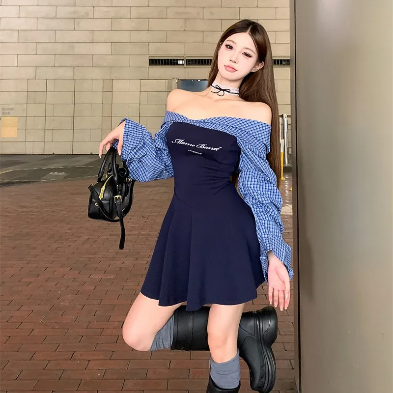 HAPG Long Sleeved Dresses Women's Blue-3