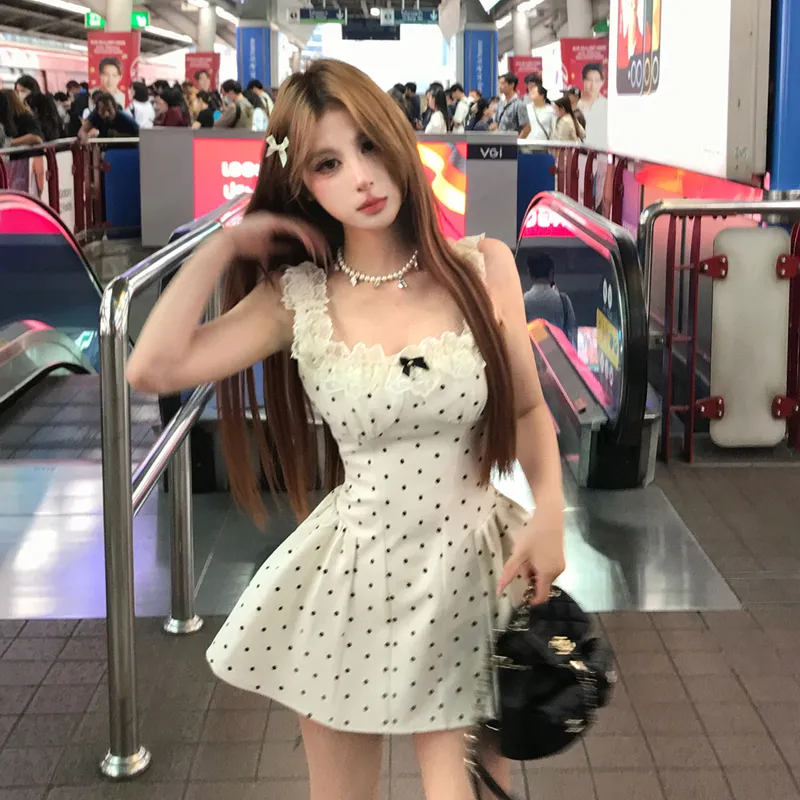 HAPG Sleeveless Dresses Women's Polka Dot Shopping Bag-5