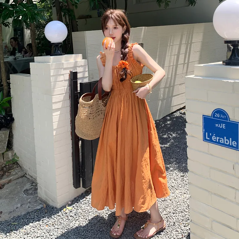 HAPG Slip Dresses Women's Orange-3