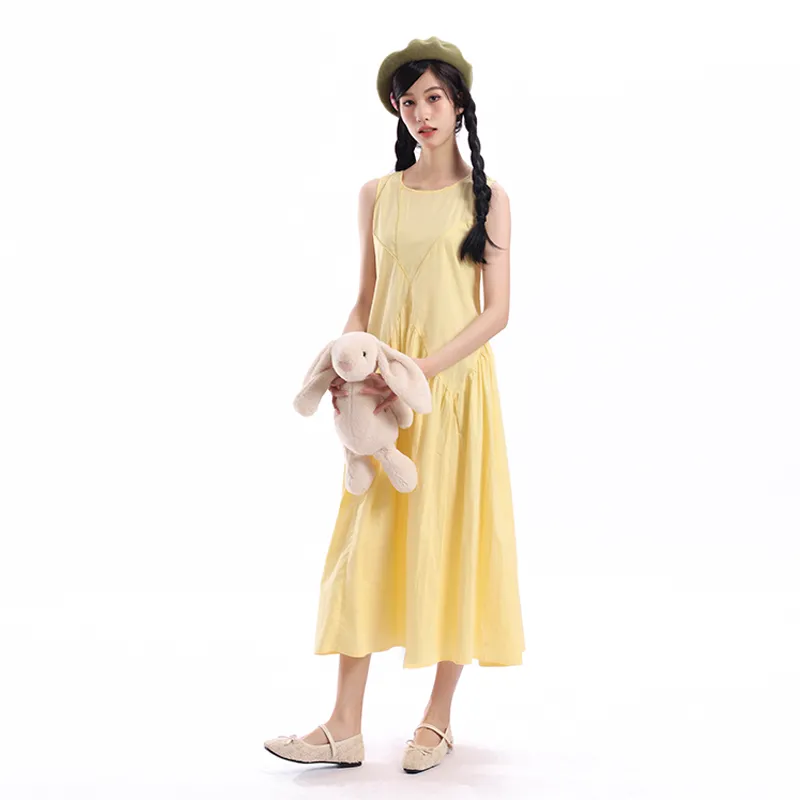 HAPG Sleeveless Dress Women's Yellow-3