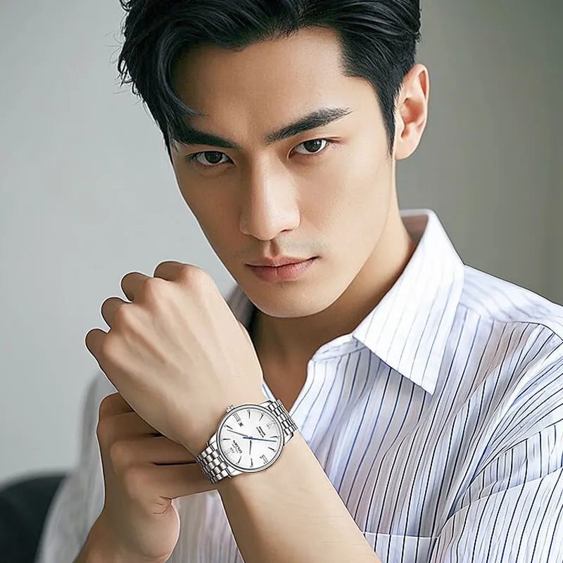 GOLGEN Automatic Mechanical Movement Stainless Steel Watchband Watch Men's Watches Black Dial-6