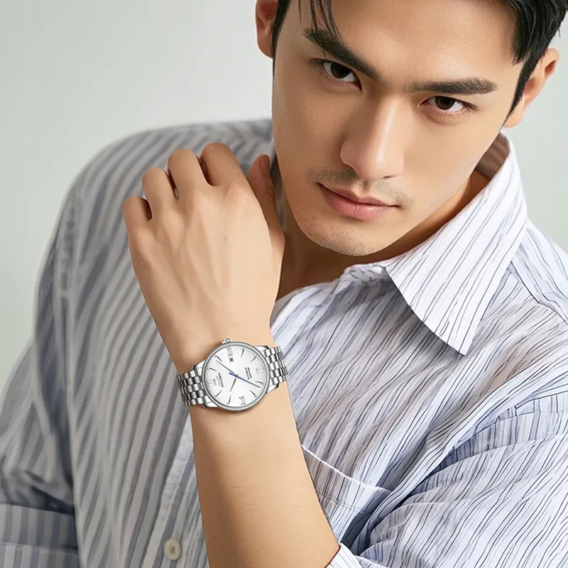 GOLGEN Automatic Mechanical Movement Stainless Steel Watchband Watch Men's Watches Black Dial-3