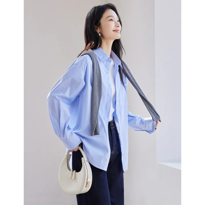 Huagaa Shirts Women's Blue Stripes-2