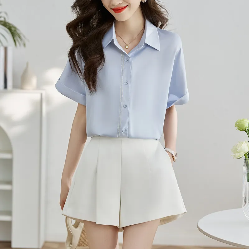 Huagaa Shirts Women's Haze Blue-2