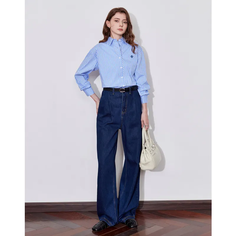 Huagaa Shirt Women's Blue Stripes-3
