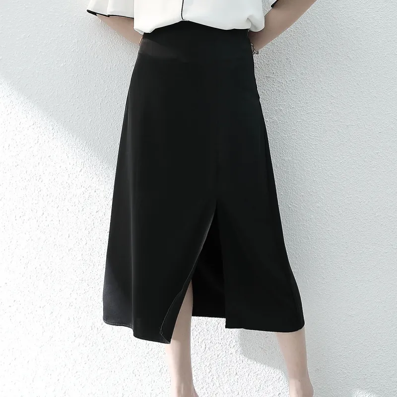 Huagaa Casual Long Skirt Women's Black-6