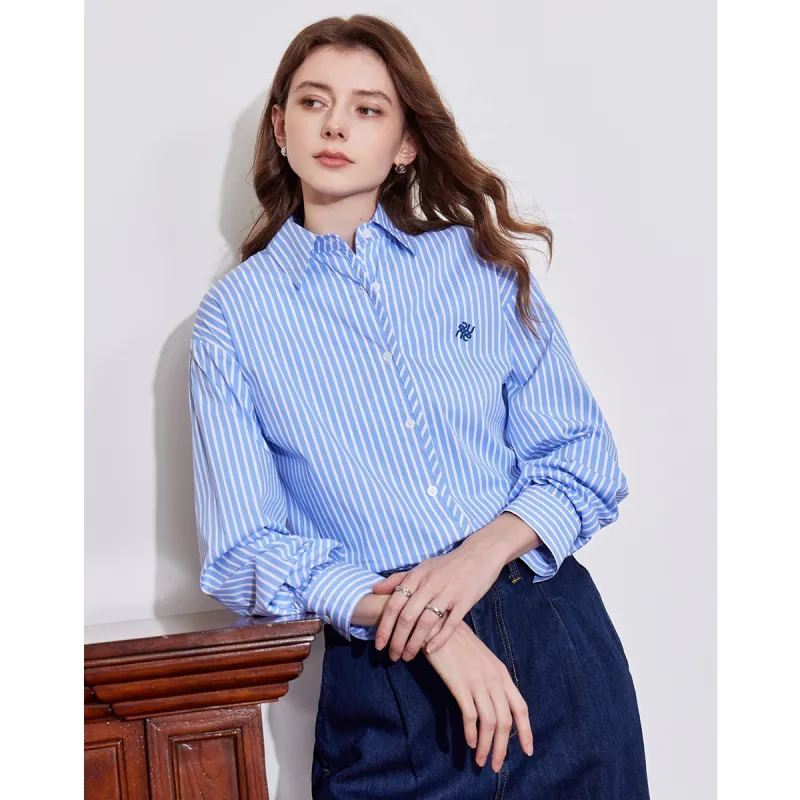 Huagaa Shirt Women's Blue Stripes-2