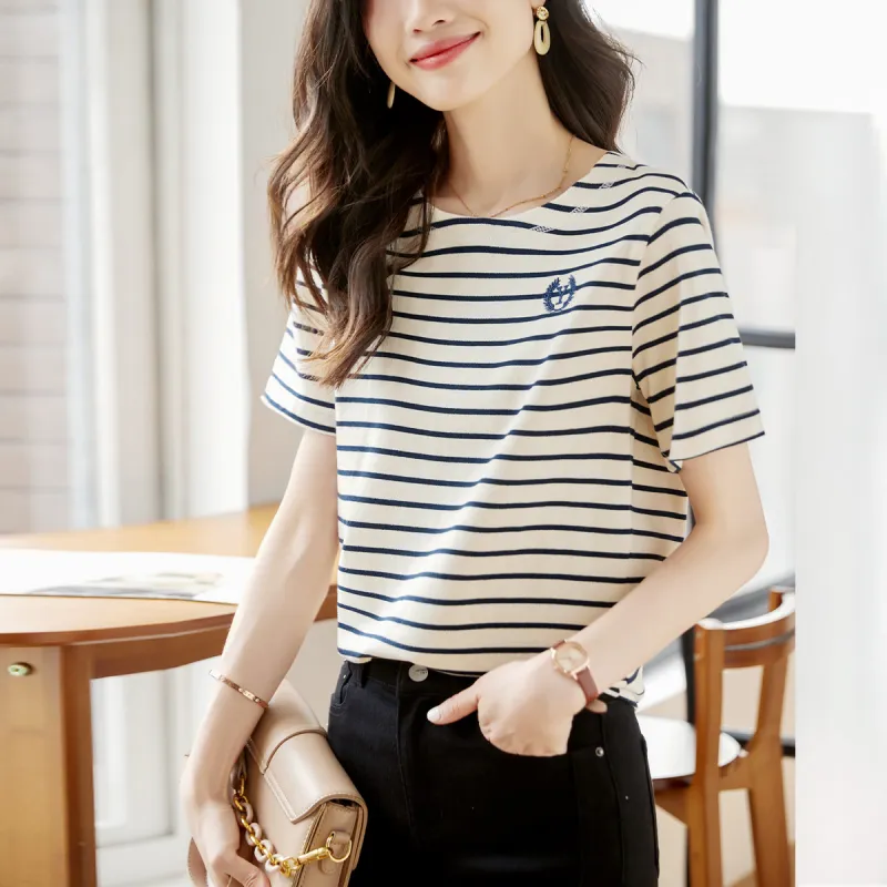 Huagaa T Shirts Women's Apricot-3