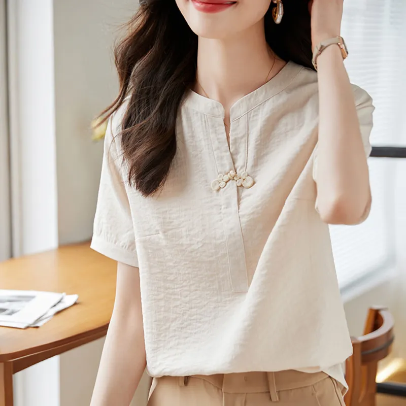 Huagaa Shirts Women's Apricot-4